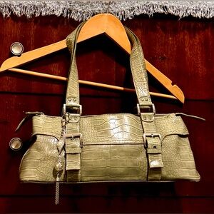 Vintage Y2K Worthington Crocodile-Embossed Green Handbag